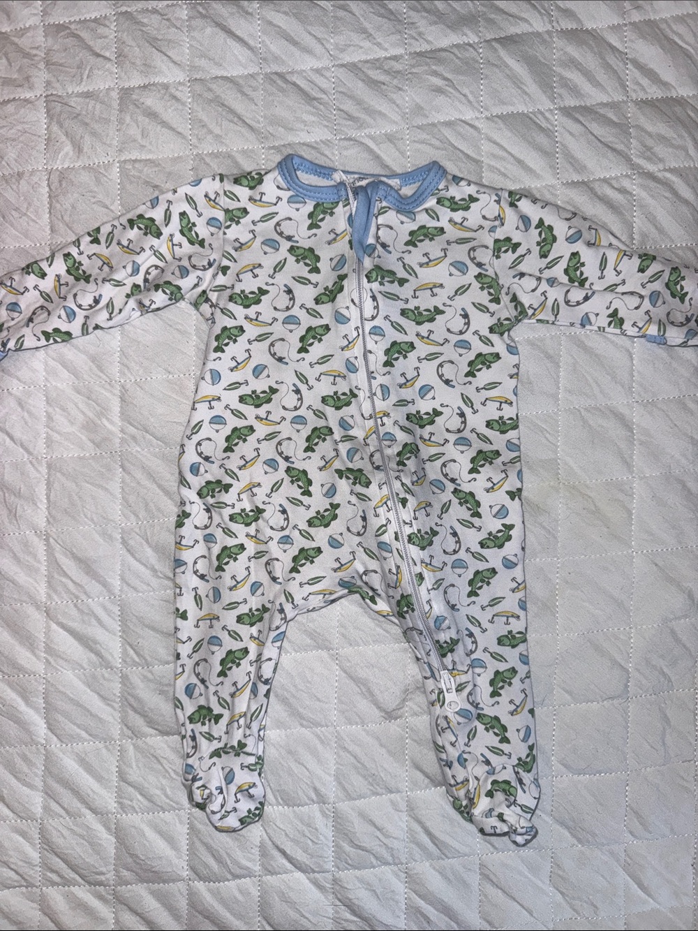 Magnolia Baby Fishing Print Zip Footie Pajamas Preemie PR Size